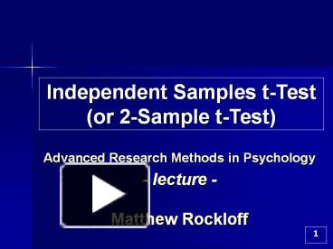 PPT – Independent Samples T-Test (or 2-Sample T-Test) PowerPoint ...