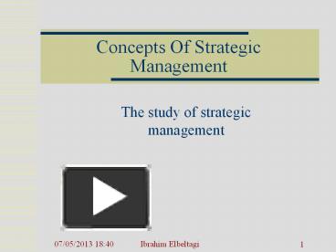 PPT – Concepts Of Strategic Management PowerPoint presentation | free ...