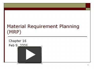 PPT – Material Requirement Planning (MRP) PowerPoint Presentation ...