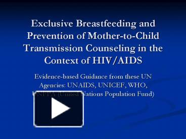 PPT – Exclusive Breastfeeding and Prevention of Mother-to-Child ...