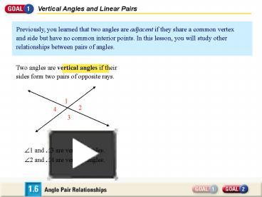 PPT – Previously, you learned that two angles are adjacent if they ...