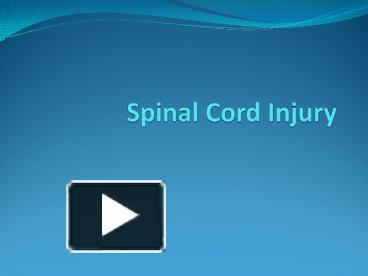 PPT – Spinal Cord Injury PowerPoint presentation | free to view - id ...