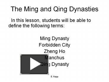 PPT – The Ming and Qing Dynasties PowerPoint presentation | free to ...