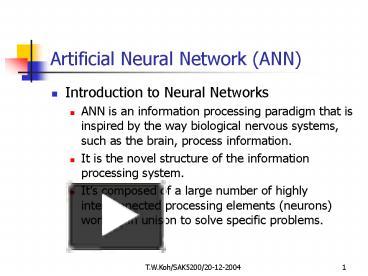 PPT – Artificial Neural Network (ANN) PowerPoint presentation | free to ...