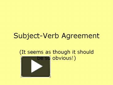 PPT – Subject-Verb Agreement PowerPoint presentation | free to download ...