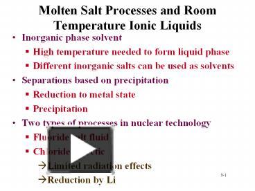 PPT – Molten Salt Processes And Room Temperature Ionic Liquids ...