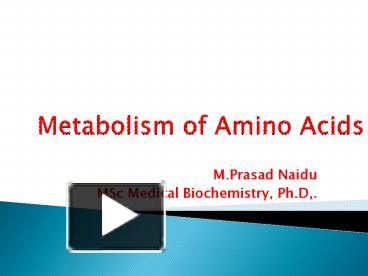 PPT – Amino acid metabolism PowerPoint presentation | free to download ...