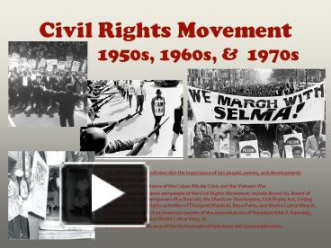 PPT – Civil Rights Movement 1950s, 1960s, PowerPoint presentation ...