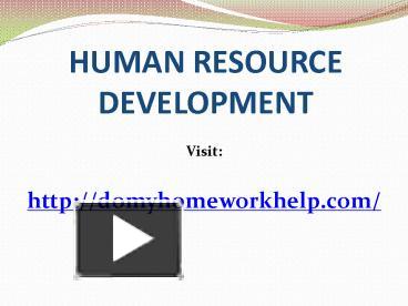 PPT – HUMAN RESOURCE DEVELOPMENT PowerPoint presentation | free to ...