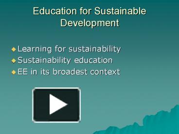 PPT – Education for Sustainable Development PowerPoint presentation ...