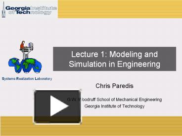 PPT – Lecture 1: Modeling and Simulation in Engineering PowerPoint ...