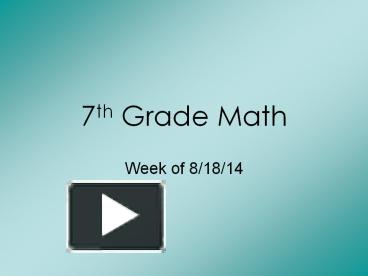 PPT – 7th Grade Math PowerPoint presentation | free to view - id ...