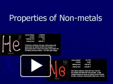 PPT – Properties of Non-metals PowerPoint presentation | free to view ...