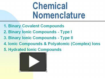 Ppt Chemical Nomenclature Powerpoint Presentation Free To View Id