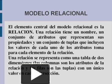 PPT – MODELO RELACIONAL PowerPoint presentation | free to download - id:  7f1b06-NjE2M