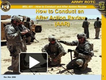 PPT – How to Conduct an After Action Review AAR PowerPoint presentation ...