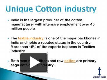 PPT – Spinning Mills in Coimbatore , Textile Industry PowerPoint ...