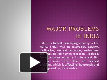 PPT – Major Problems of India PowerPoint presentation | free to ...