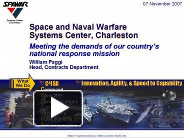 PPT – Space and Naval Warfare Systems Center, Charleston PowerPoint ...