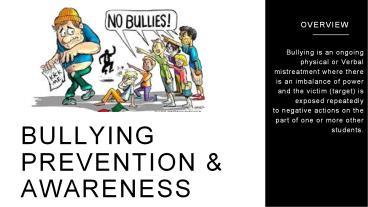 PPT – BULLYING PREVENTION & AWARENESS PowerPoint presentation | free to ...