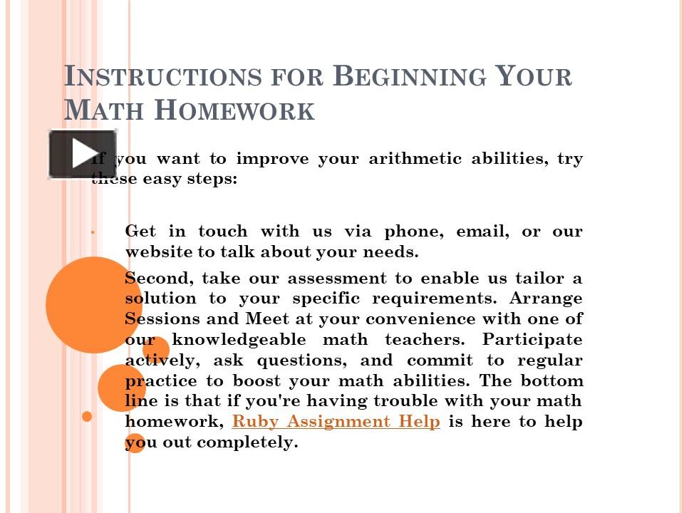 PPT – Instructions for Beginning Your Math Homework PowerPoint ...