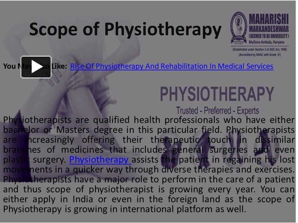 PPT – SCOPE OF PHYSIOTHERAPY PowerPoint presentation | free to download ...