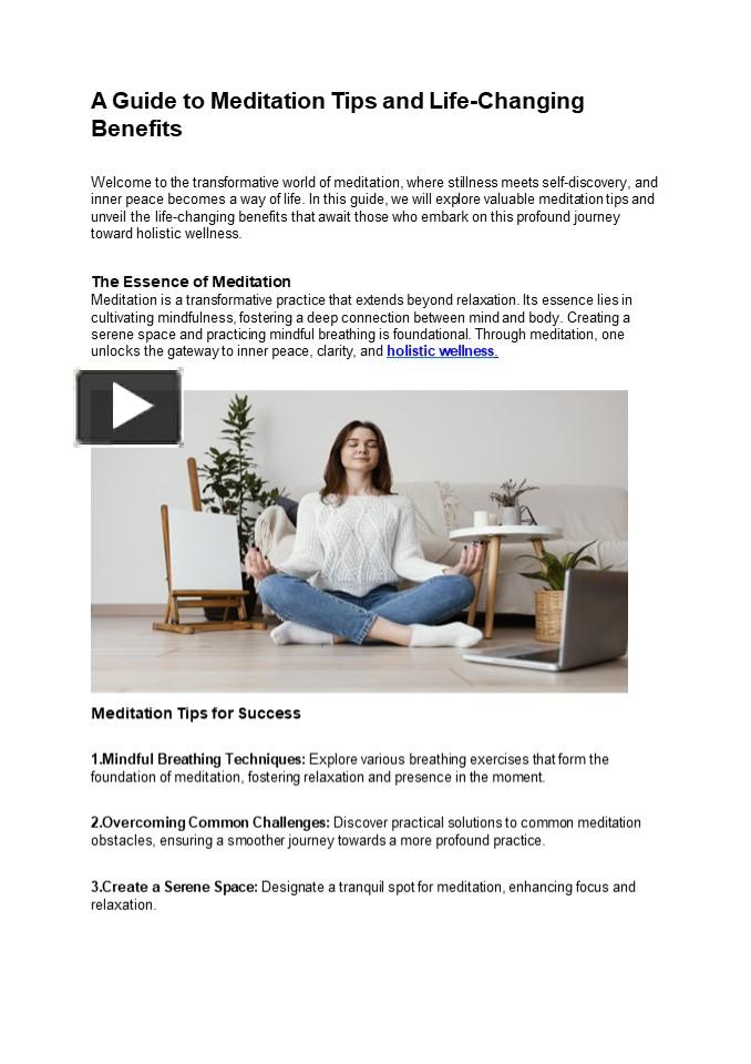 PPT – A Guide to Meditation Tips and Life-Changing Benefits PowerPoint ...