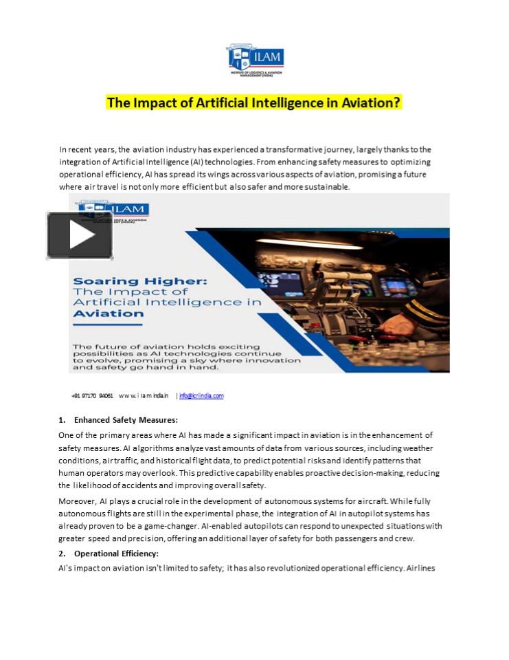 PPT – The Impact of Artificial Intelligence in Aviation? PowerPoint ...