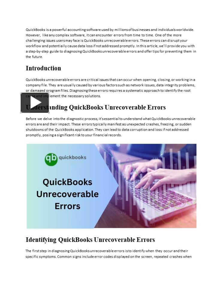 PPT – Step-by-Step Guide to Diagnosing QuickBooks Unrecoverable Errors ...