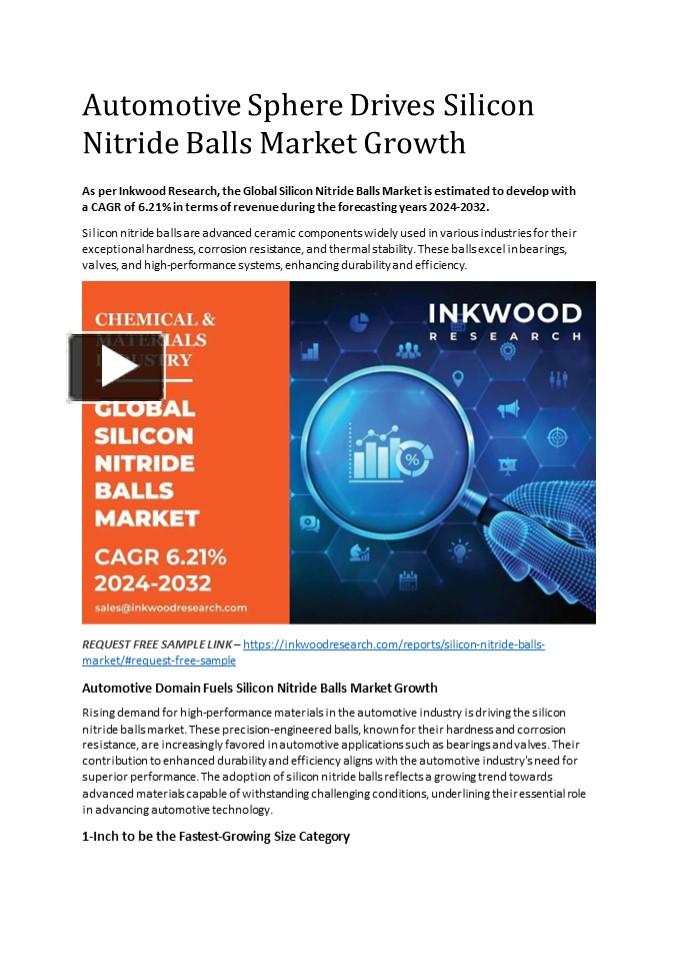 PPT – Automotive Sphere Drives Silicon Nitride Balls Market Growth ...