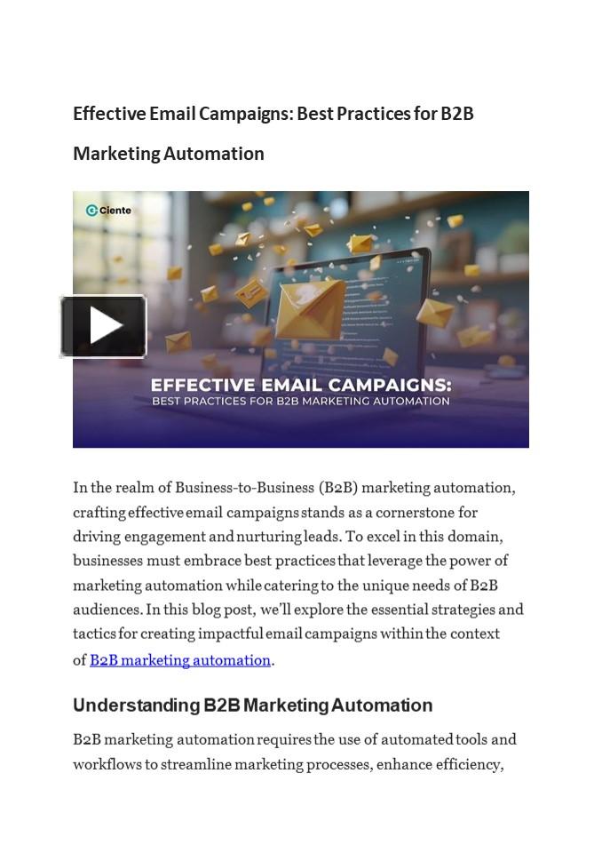 PPT – Effective Email Campaigns: Best Practices for B2B Marketing ...