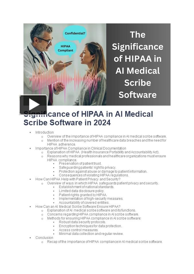 PPT – Significance of HIPAA in AI Medical Scribe Software in 2024 ...