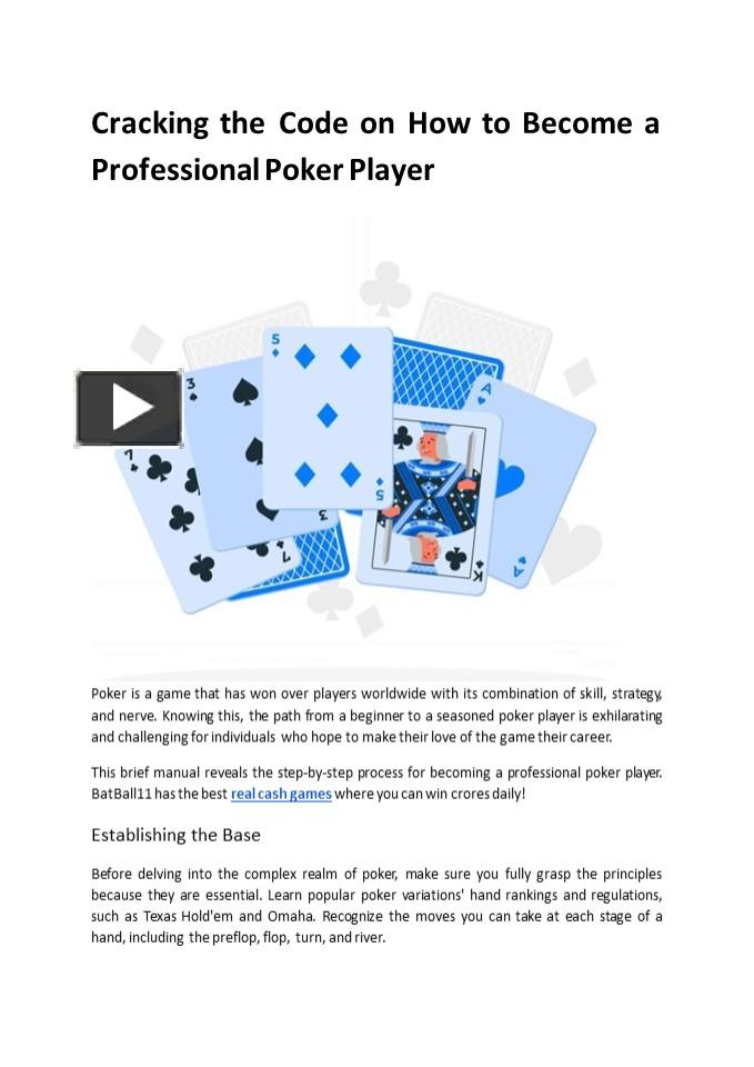 PPT – Cracking the Code on How to Become a Professional Poker Player ...