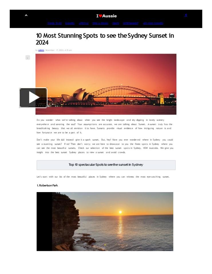 PPT – 10 Most Stunning Spots to see the Sydney Sunset in 2024 ...