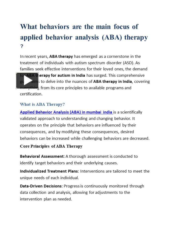 PPT – What behaviors are the main focus of applied behavior analysis ...