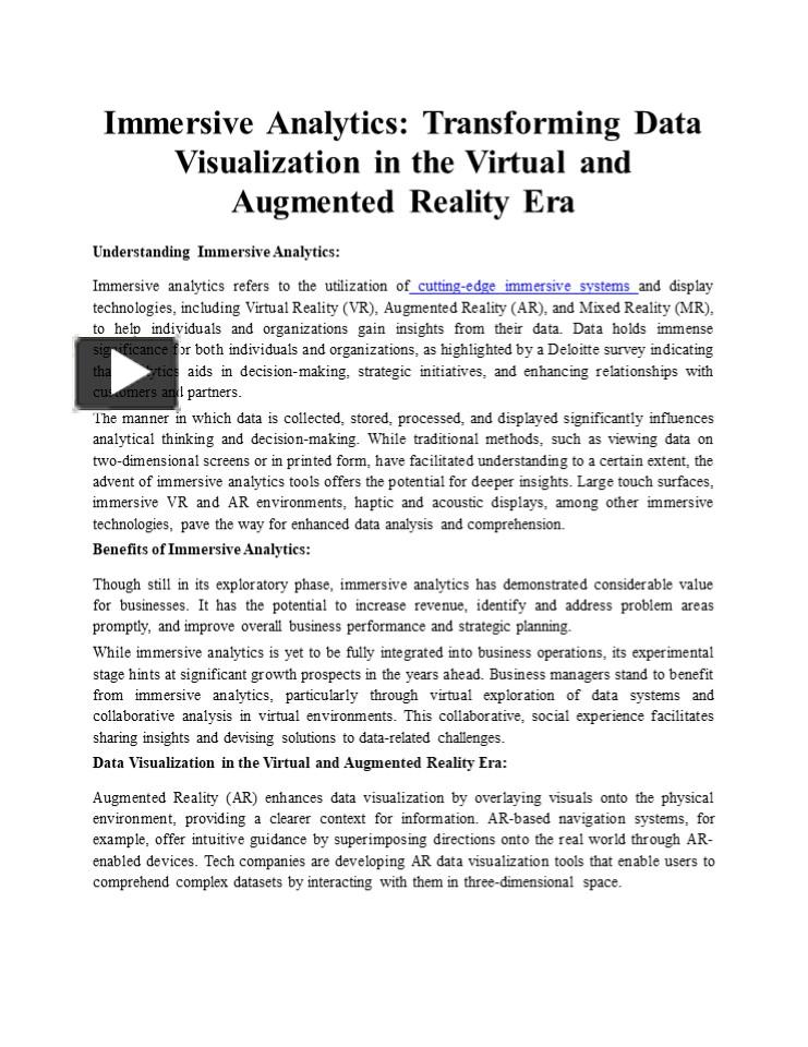 PPT – Immersive Analytics: Transforming Data Visualization in the ...