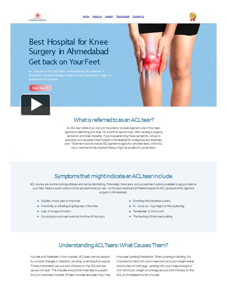 PPT – ACL Injury Treatments | Best Hospital For Knee Surgery PowerPoint ...