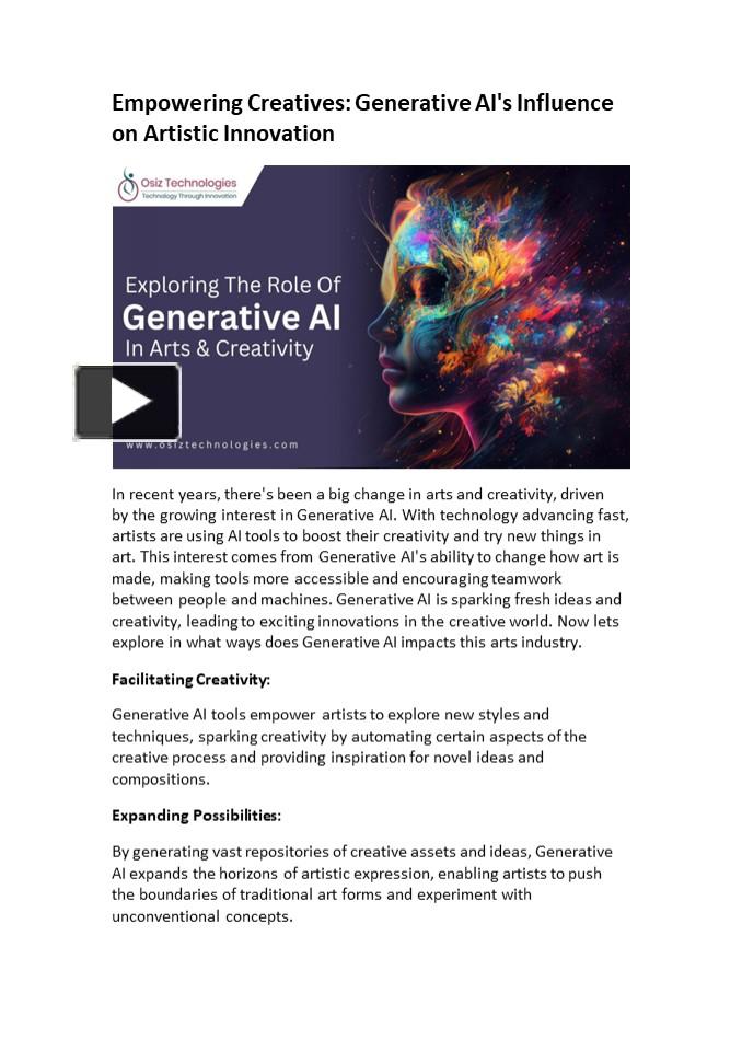 PPT – Empowering Creatives: Generative AI's Influence on Artistic ...