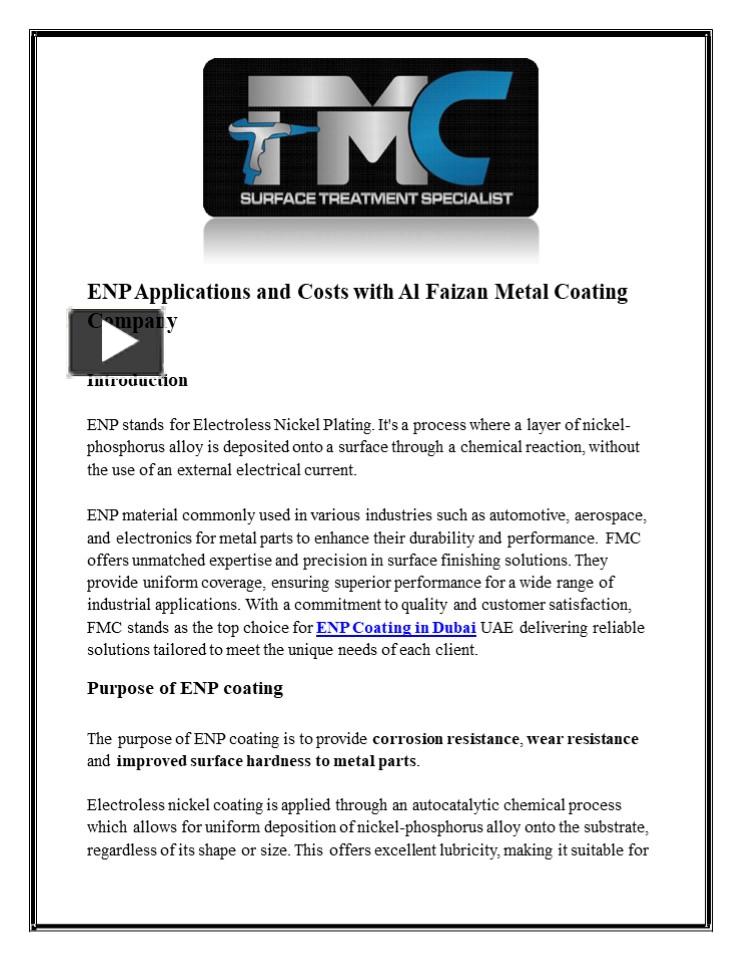 PPT – ENP Applications and Costs with Al Faizan Metal Coating Company ...