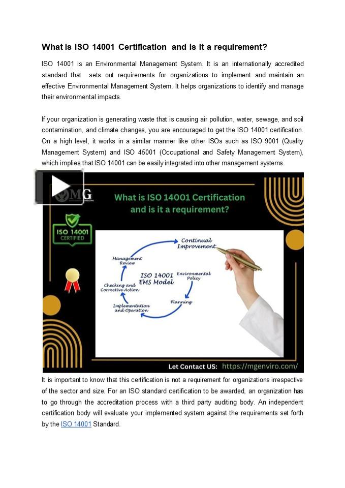 PPT – What is ISO 14001 Certification and is it a Requirement ...