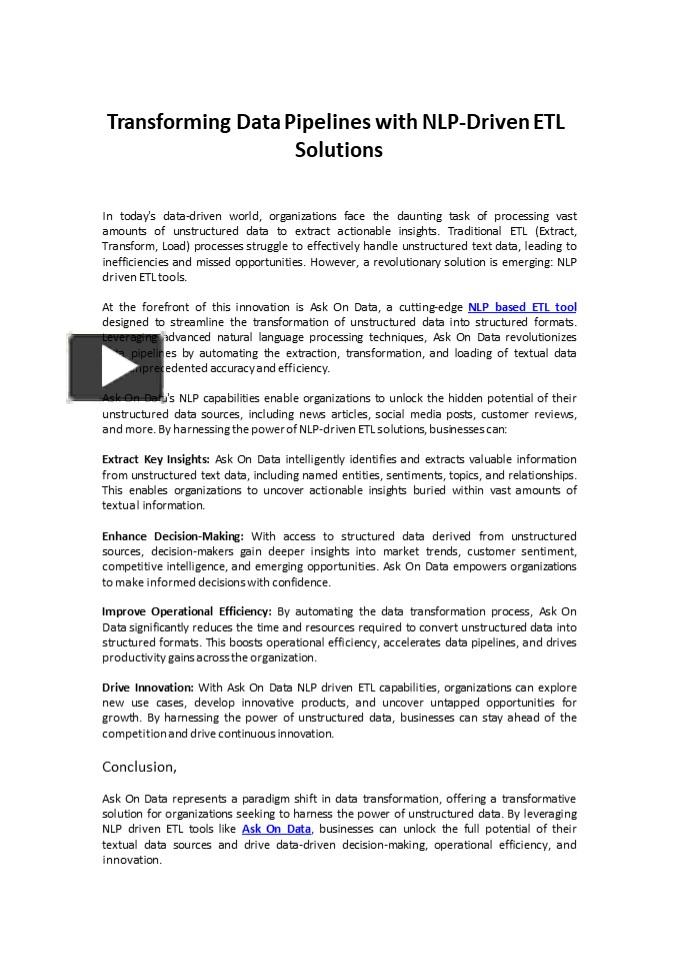 PPT – Transforming Data Pipelines with NLP-Driven ETL Solutions ...