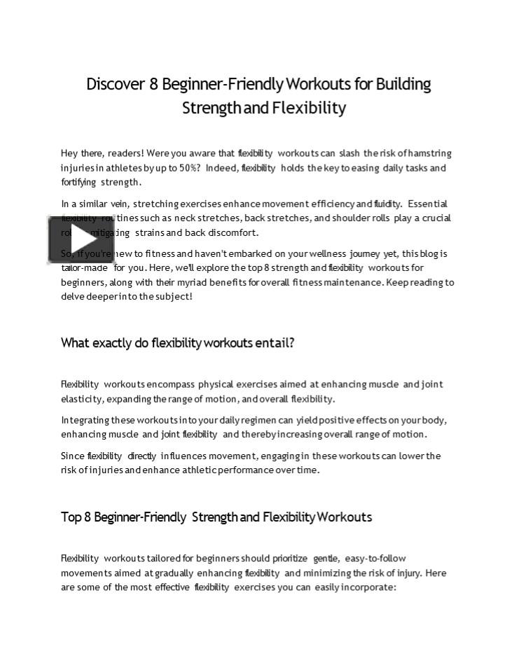 PPT – Discover 8 Beginner-Friendly Workouts for Building Strength and ...