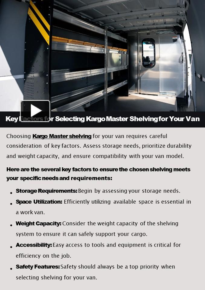 PPT – Key Factors for Selecting Kargo Master Shelving for Your Van ...