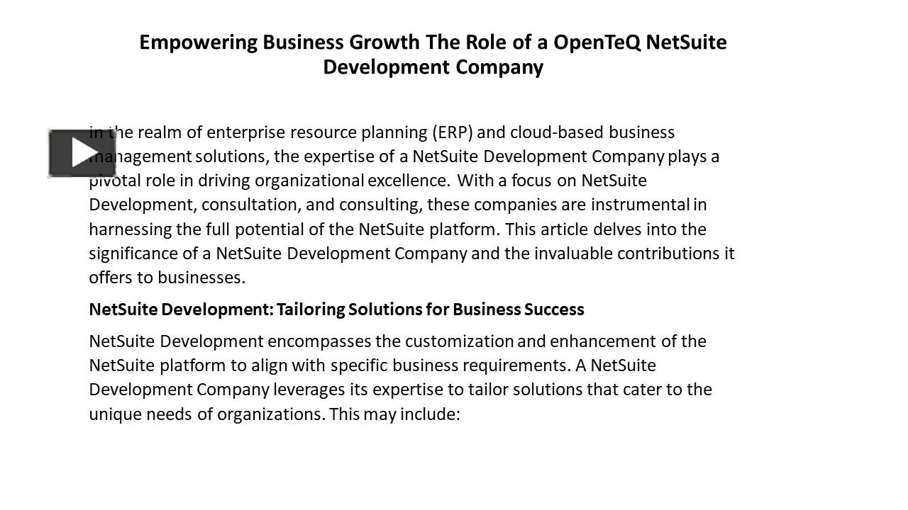 PPT – OpenTeQ NetSuite Development | Company NetSuite Development ...