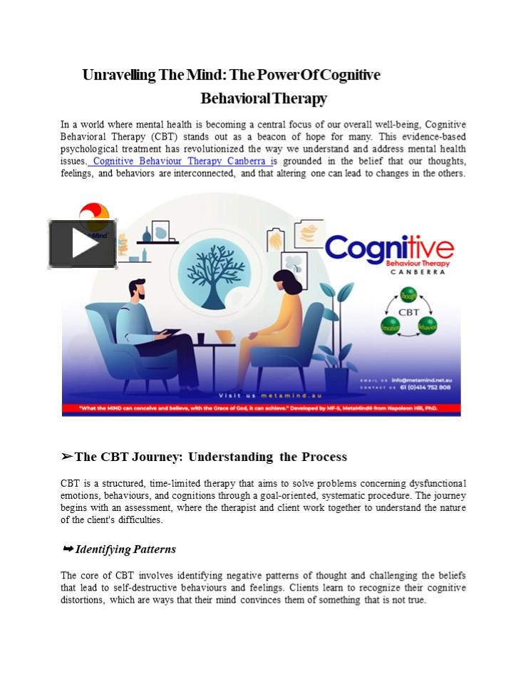 PPT – Unravelling The Mind: The Power Of Cognitive Behavioral Therapy ...