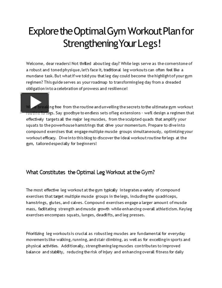 PPT – Explore the Optimal Gym Workout Plan for Strengthening Your Legs ...