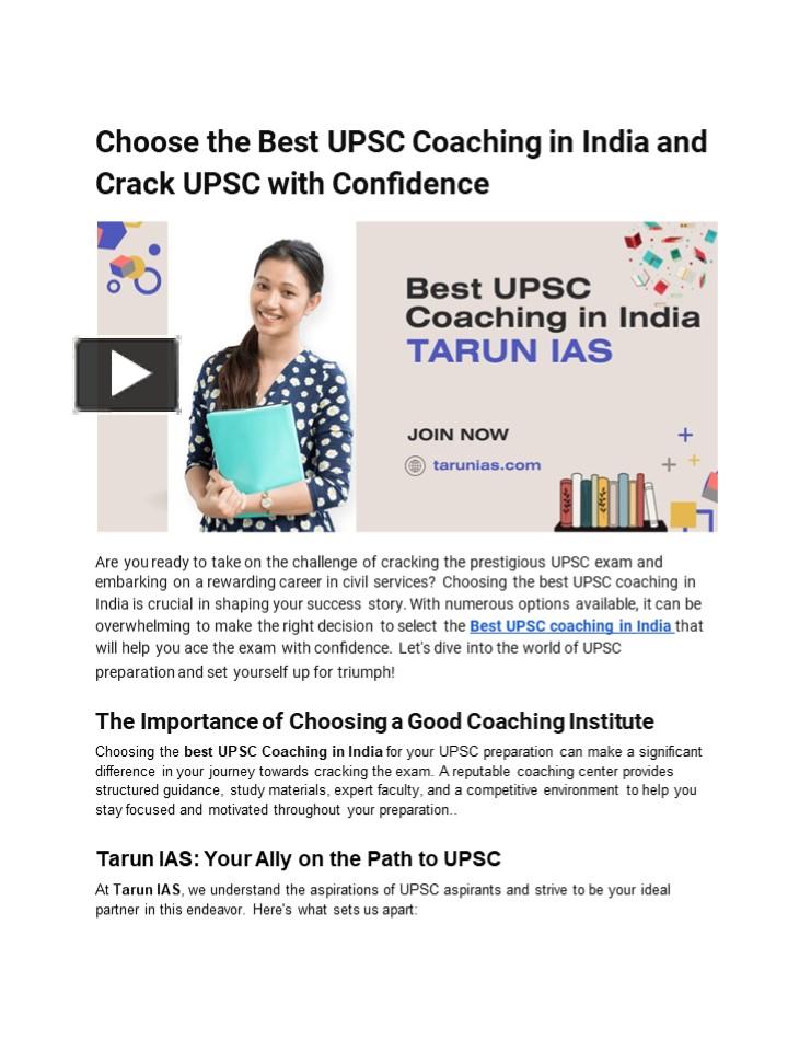 PPT – Choose the Best UPSC Coaching in India and Crack UPSC with ...