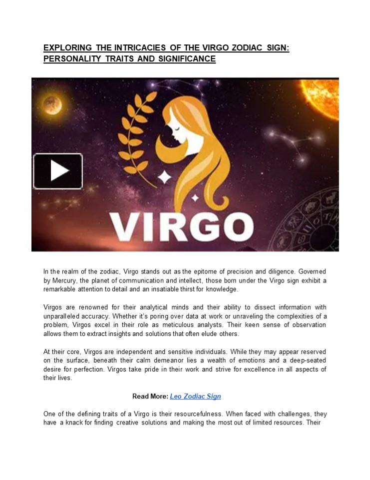 PPT – Unveiling the Precision: Exploring the Virgo Zodiac Sign and its ...