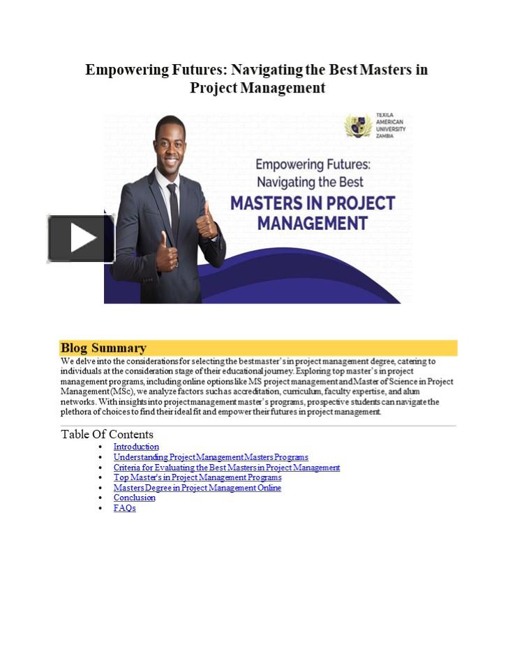 PPT – Master's in Project Management | Empowering Futures PowerPoint ...