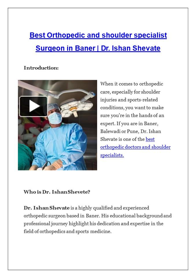 PPT – Best Orthopedic and shoulder specialist Surgeon in Baner | Dr ...